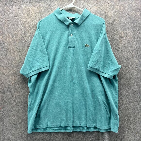 Lacoste Polo Shirt Mens 4XL Teal Blue Preppy Dress Mesh Classic Fit Cotton Logo - Picture 1 of 11